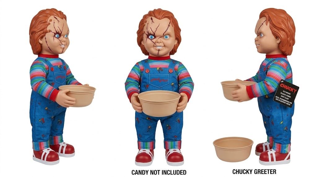 DECORATION, DOLL, CHUCKY GREETER, PLASTIC/FABRIC