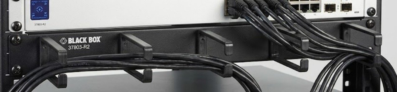 HANGER, CABLE, RACKMOUNT, SINGLE SIDED, STEEL, BLACK, 1U, 19 INCHES