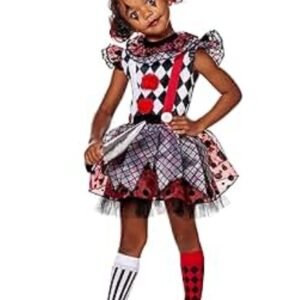 DECORATION, COSTUME, TWISTED CLOWN, ADULT, RED/WHITE/BLACK, S/M, MANUFACTURER: SPIRIT HALLOWEEN,
