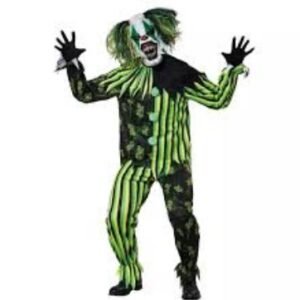 DECORATION, COSTUME, NEON CHAOS, CLOWN, ADULT, GREEN, X-LARGE, MANUFACTURER: SPIRIT HALLOWEEN,