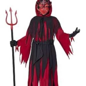 DECORATION, VINTAGE DEVIL, HANGING, LIGHT-UP, POLYESTER, PLASTIC, METAL,