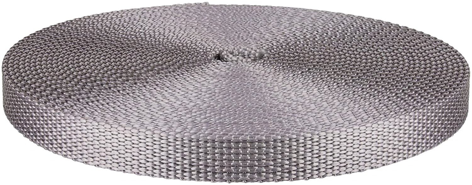 STRAP, WEBBING, NYLON, SILVER,