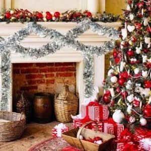 DECORATION, CHRISTMAS, GARLAND UNLIT, 6 PLY, TINSEL, RED METALLIC