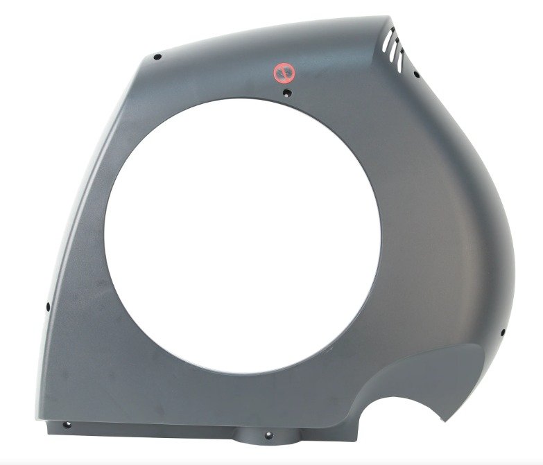 COVER, REAR, w/ DECAL, LEFT, PLASTIC, GRAY, 27 X 25 INCHES