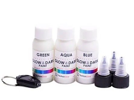 PAINT, ACRYLIC (PERFORMANCE KIT), w/UV LIGHT, GLOW, GREEN/AQUA/BLUE