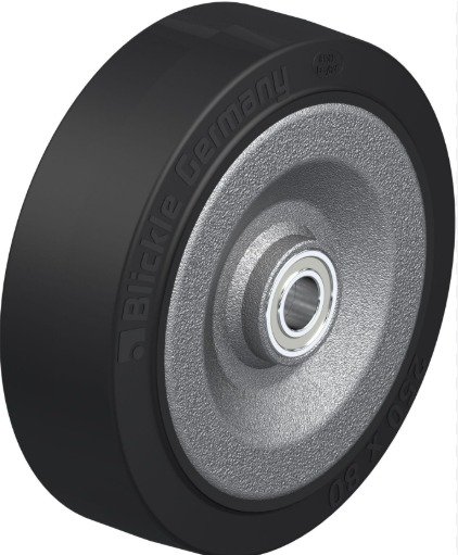 CASTER, WHEEL, STEEL/RUBBER, 9-13/16 X 2-1/2 INCHES