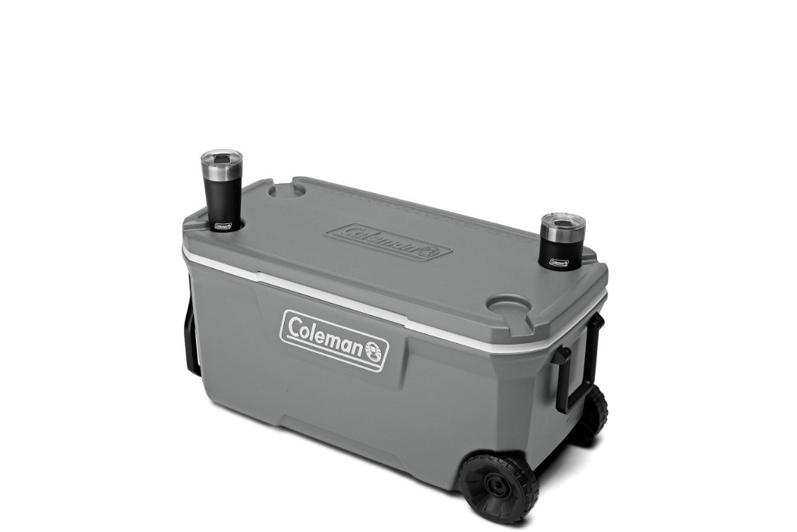CHEST, ICE STORAGE, (COOLER BOX), WHEELED, GRAY, 100 QT, MANUFACTURER: COLEMAN,