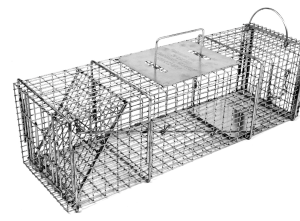 TRAP, CAGE, ANIMAL, (DOG), 12 GUAGE, 36 X 20 X 26 INCHES, MANUFACTURER: TOMAHAWK LIVE TRAP,