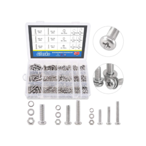 ASSORTMENT KIT, BOLTS AND NUTS, SOLID, STAINLESS STEEL, SILVER, 510PCS