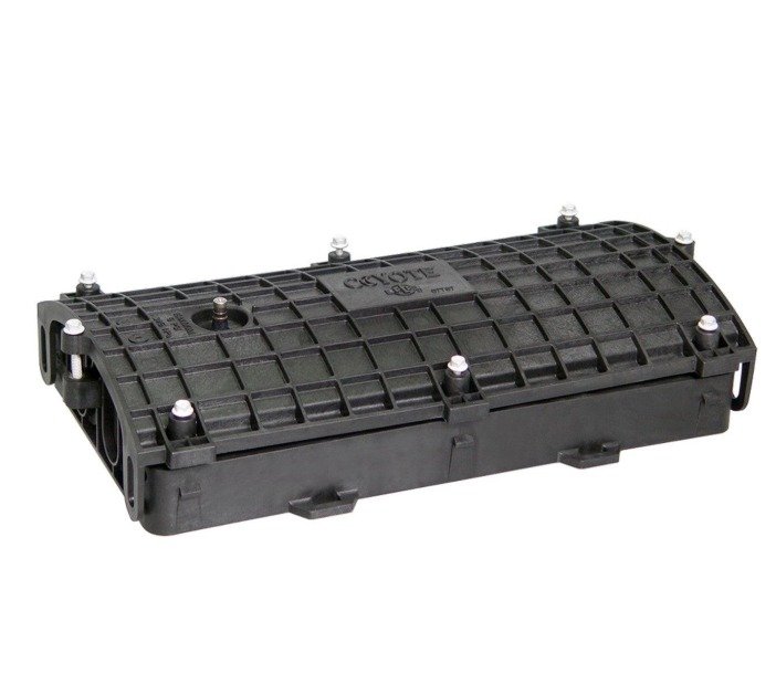 SPLICE CLOSURE, FIBER, w /2 TRAYS, 18.7 X 10 X 3.7 INCHES