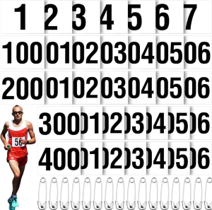 PIN, SAFETY, w/ RUNNING BIB, LARGE NUMBERS, 7.5 X 6 INCHES