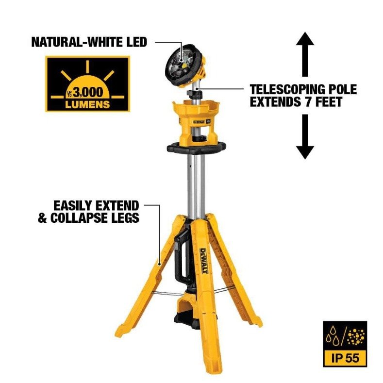 LIGHT UNIT, PORTABLE (WORK LIGHT), CORDLESS, LED, YELLOW, 20V DC