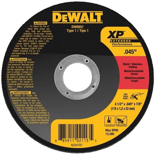 DISK, ABRASIVE, 4-1/2 X 0.045 X 7/8 INCHES