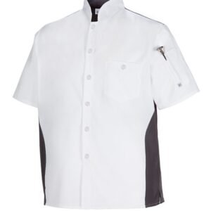 SHIRT, CHEF'S, POLY/COTTON, WHITE & CHARCOAL, 2XL