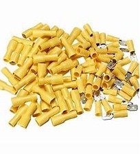 TERMINAL, QUICK DISCONNECT, FEMALE, FULLY INSULATED, BRASS, YELLOW, 12-10 AWG, MANUFACTURER: PANDUIT, MODEL: DNF10-250FI-L,