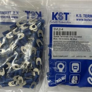 TERMINAL, LUG, FORK, INSULATED, BLUE, 16-14 AWG, MANUFACTURER:K S TERMINALS IN, (contains 100 each),