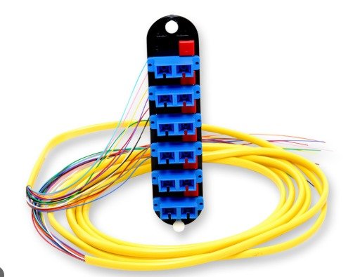 ADAPTER SET, FIBER OPTIC (CLOSET CONNECTOR HOUSING), PIGTAILED, BLUE, OS2, 12 FIBER, 3 METERS