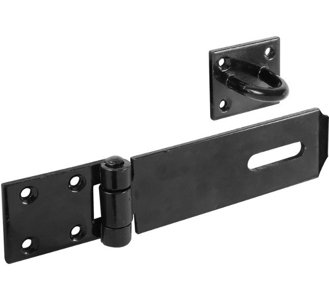 HASP & STAPLES, IRON, BLACK, SIZE 4