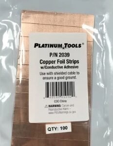 STRIP, METAL, COPPER, CONDUCTIVE ACRYLIC ADHESIVE, 60DB (10MHZ - 3GHZ),BAG (CONTAIN 100 EACH)