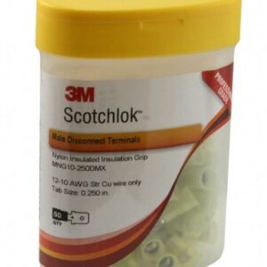TERMINAL, QUICK DISCONNECT, MALE, INSULATED, YELLOW, 12 – 10 AWG, UNIT OF MEASURE: BOTTLE (CONTAINS 50 EACH)