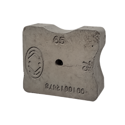 CONCRETE SPACER (COVER BLOCK), w/TIE-WIRE ATTACHMENT HOLE, 65/75 MM,
