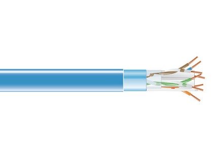CABLE, CAT6, SHIELDED, PVC/PLENUM, BLUE, 24 AWG, 400 MHZ, 1000 FEET