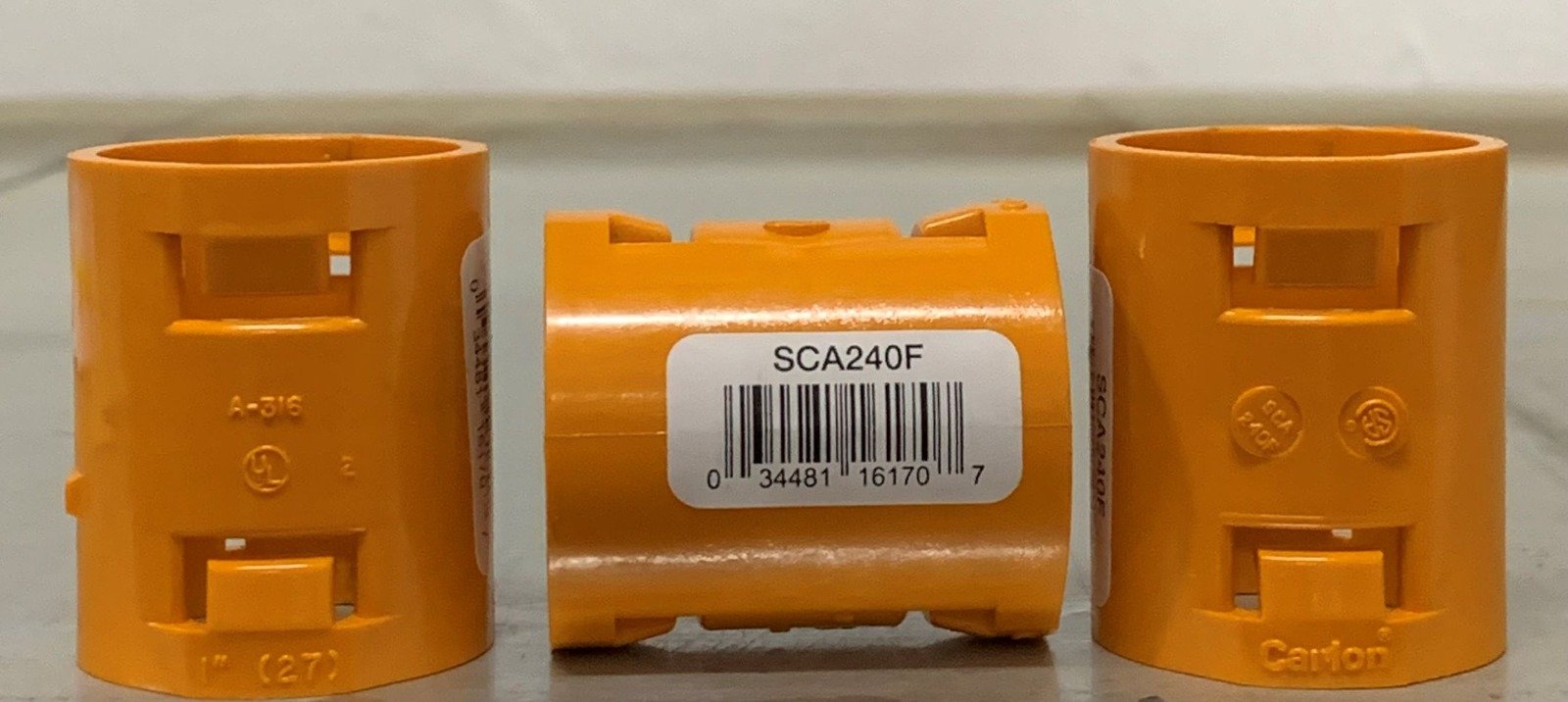 COUPLING, ELECTRICAL CONDUIT, POLYCARBONATE, ORANGE