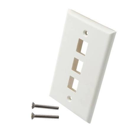 PLATE, WALL, VERTICAL, FLUSH MOUNT, ABS, OFF-WHITE, 3 PORTS, 2.75 X 0.45 X 4.5 INCHES