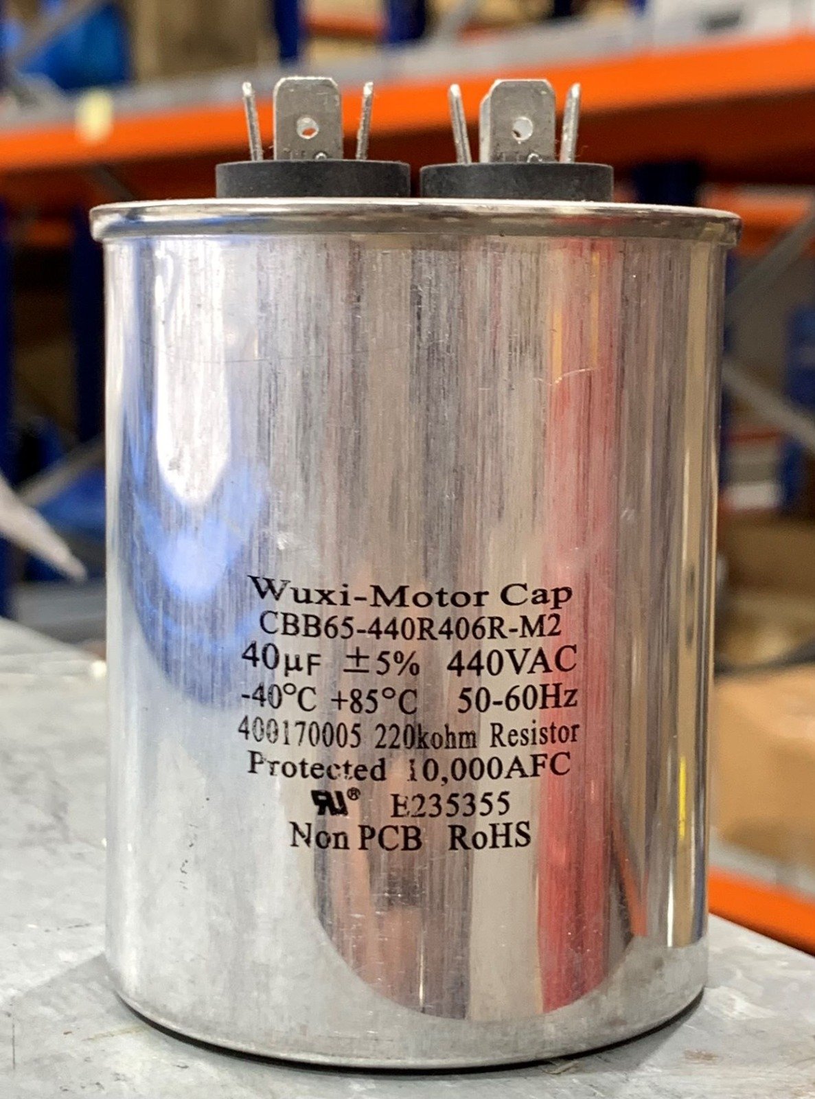 CAPACITOR, FIXED, 440VAC, 40UF, 2.27 X 3.34 INCHES