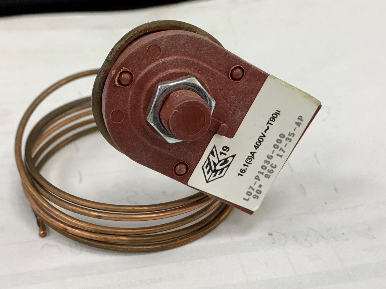 THERMOSTAT, FLOW CONTROL, AUTO RESET, SPST, 400 V, 16 A, 15ºC- 90ºC