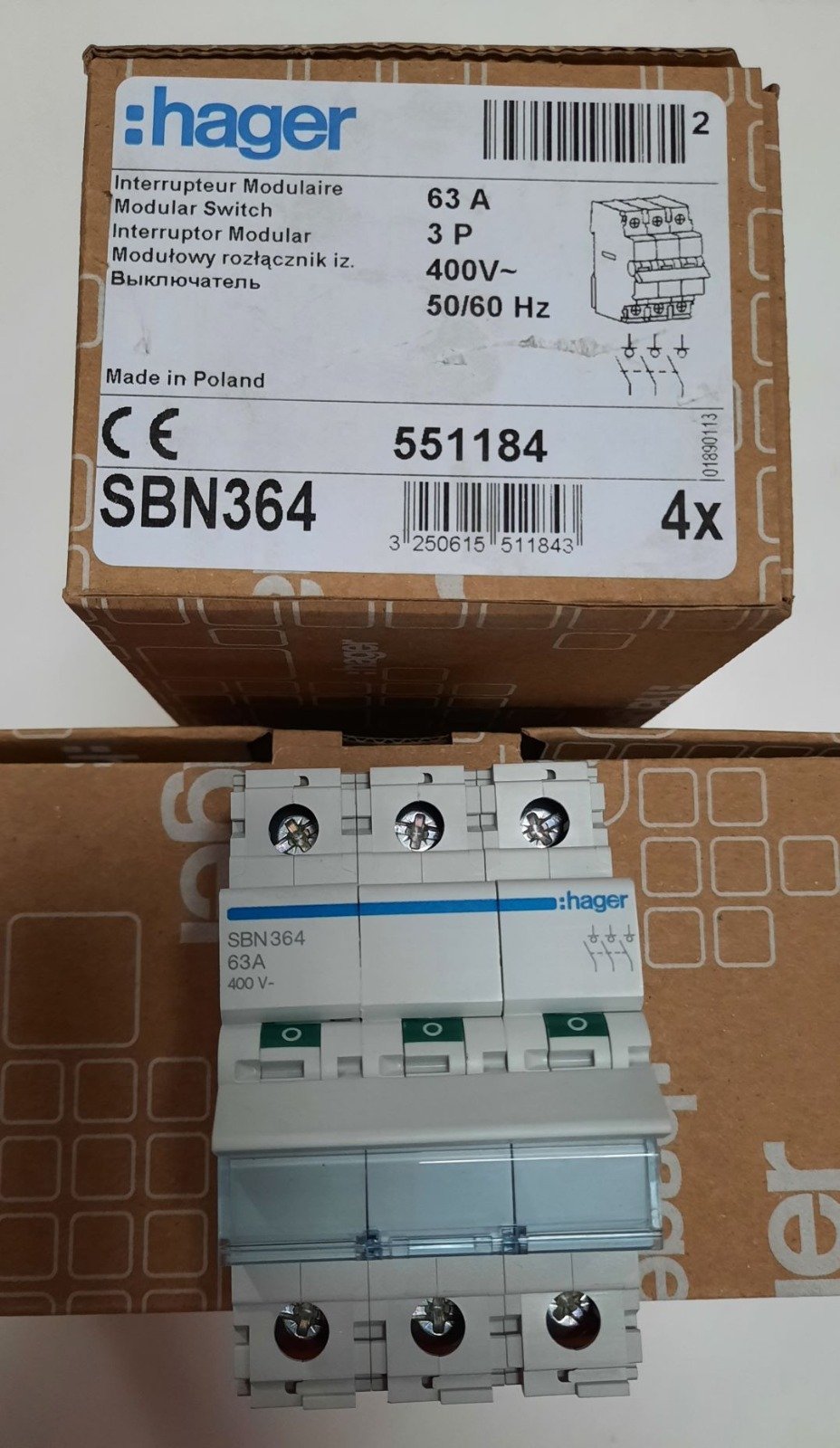CIRCUIT BREAKER, 3 POLE, 63A, 50/60 HZ, 400VAC