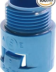 ADAPTER, MALE, CONNECTOR, ENT, THREADED, PVC, BLUE, 3/4 INCH,MANUFACTURER:CARLON,