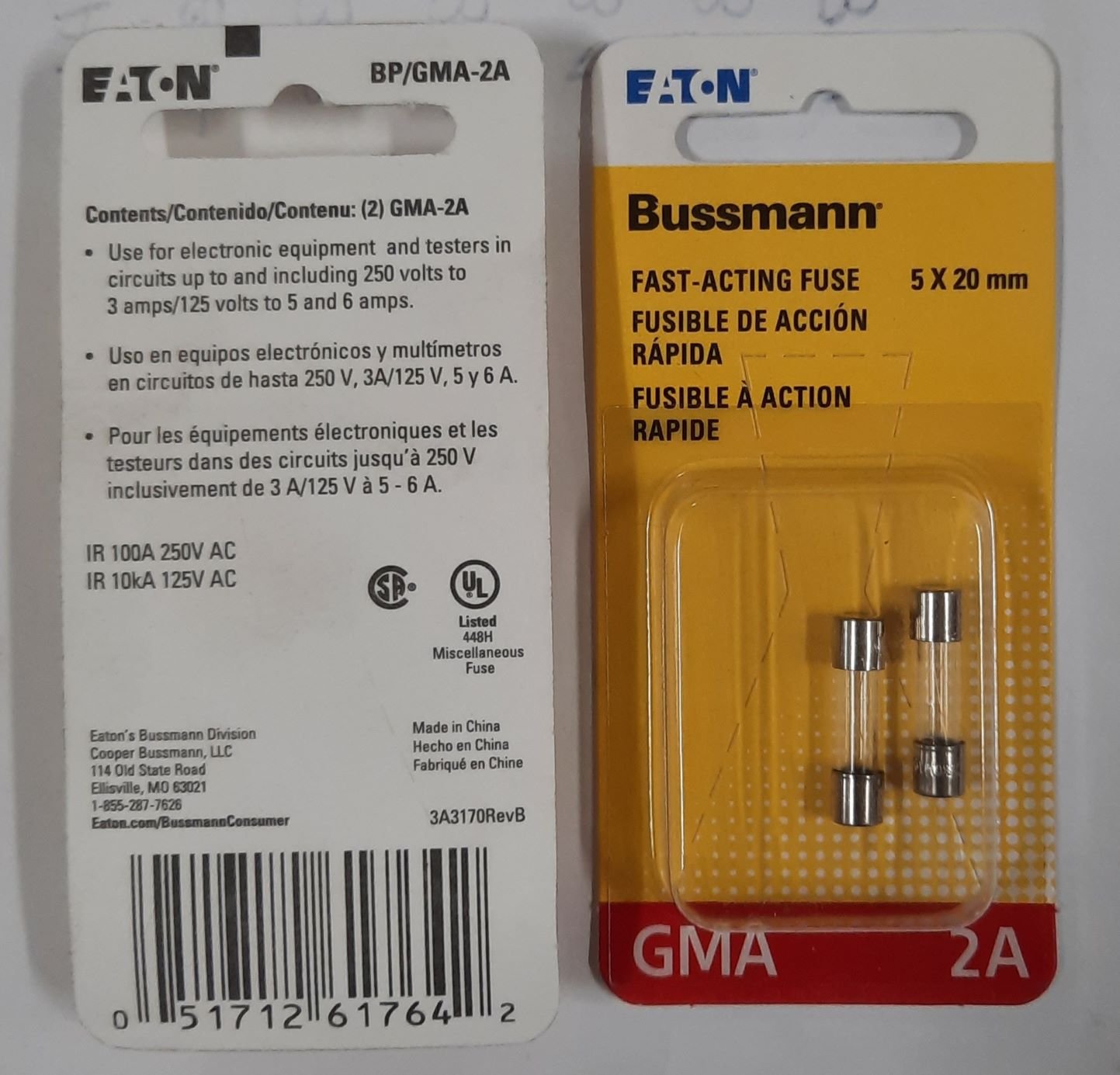 FUSE, CARTRIDGE, 250 V