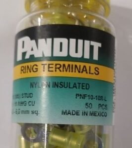 TERMINAL, LUG, RING, COPPER, YELLOW, SIZE 10, 1.10 X 0.37 X 1.31 INCHES,MANUFACTURE:PANDUIT CORP,
