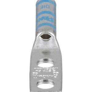 LUG, LONG BARREL, TWO-HOLE, 6 AWG, COPPER, BLUE,