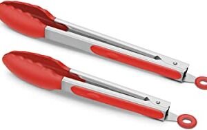 TONGS, FOOD SERVING, STAINLESS STEEL, RED, 12 INCHES ,MANUFACTURER: VOLLRATH ,