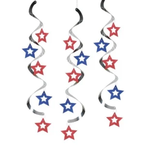 DECORATION SET, SWIRL HANGING, PATRIOTIC, DAY STAR, PLASTIC